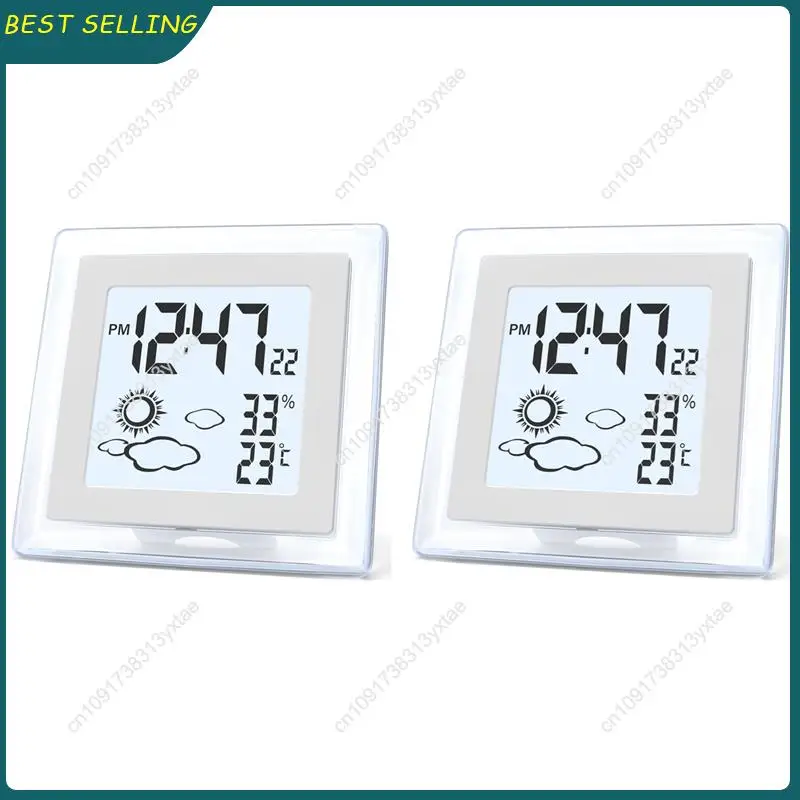 

N09R-2X Цифровой будильник на батарейках с автоматической подсветкой, температурой и влажностью в помещении, 12/24 часа, датой, настольные часы