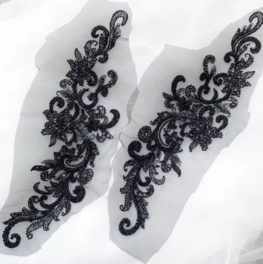 

39,5*11 см европейский узор с шипами и блестками, кружевной зеркальный цветок, ручное шитье, аппликации для свадебного платья своими руками для одежды RS4356-2