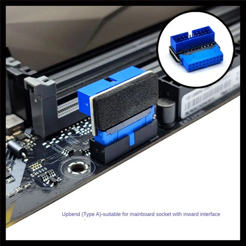 AED7-USB Header Adapter USB3.2 GEN1 19Pin/20Pin Socket 90 Degree Steering Elbow Converter DIY Desktop Motherboard