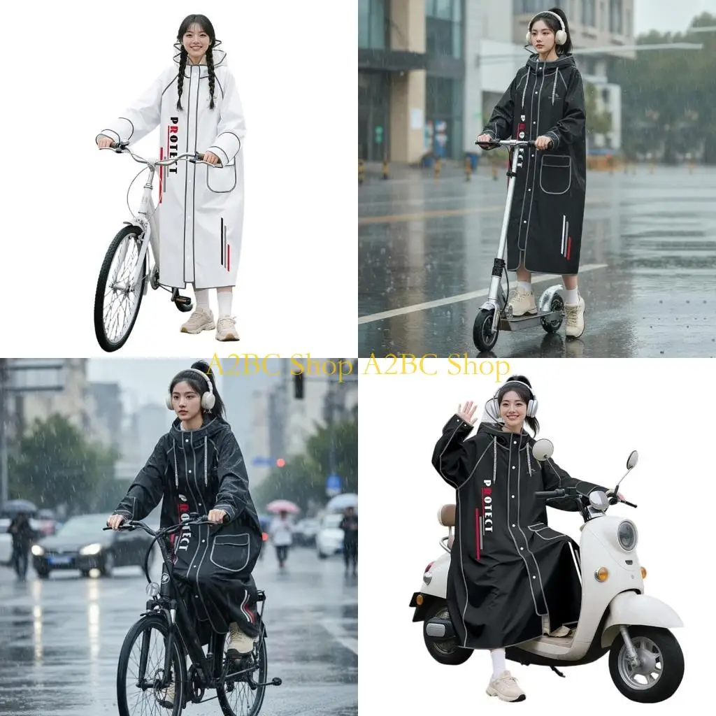 

A2BC Motorcycle Waterproof Raincoat With Helmet Design Breathable Underarm Vents Lightweight Foldable For Daily Use