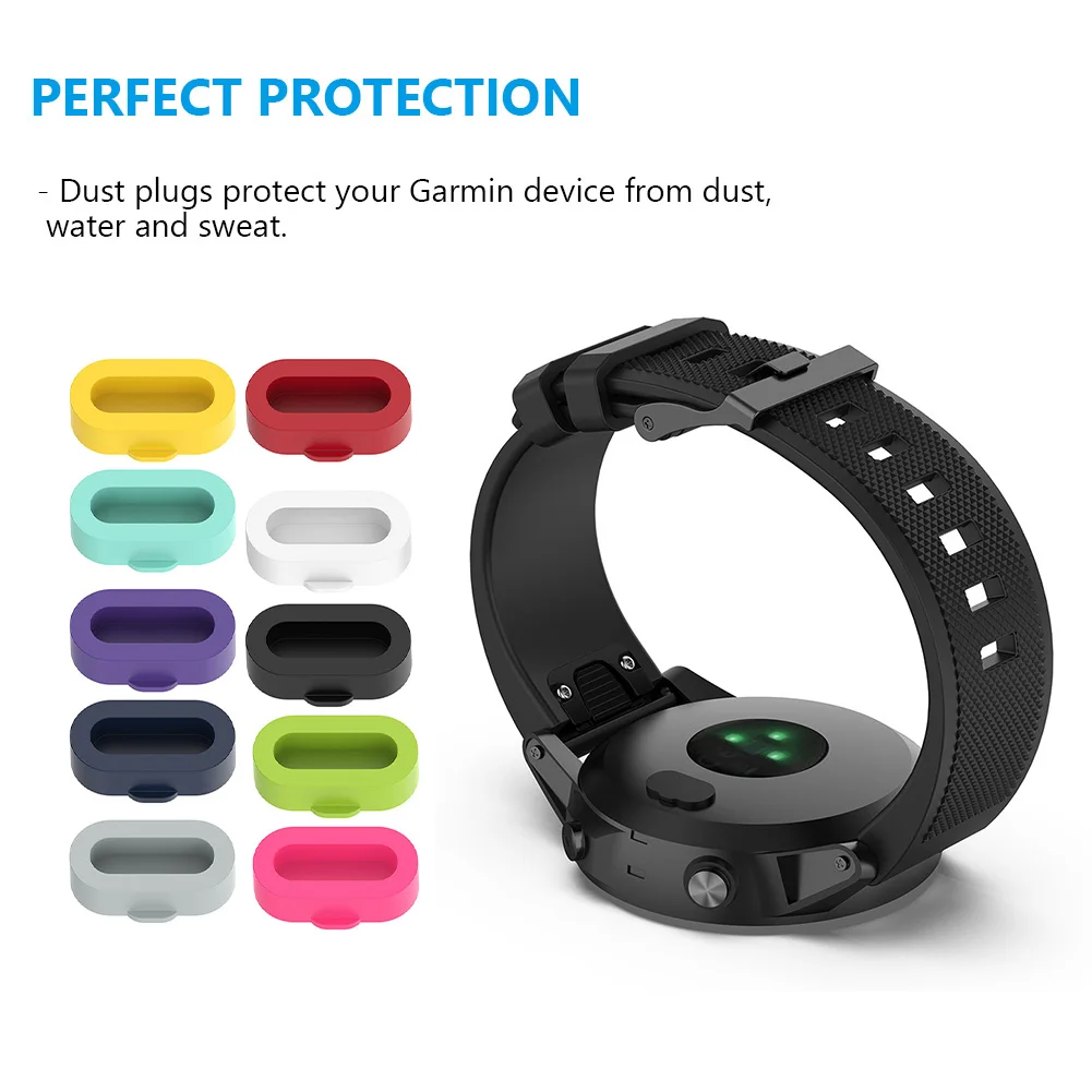 10 قطعة غطاء غبار عالمي غطاء شاحن سيليكون مكافحة الغبار شحن ميناء غطاء ساعة اكسسوارات ل Garmin Fenix 7 7s 7x6 5 5x