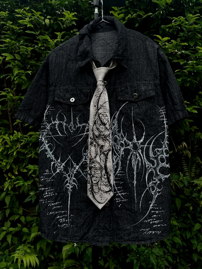 

Готическая Harajuku хип-хоп рок негабаритная хлопковая рубашка поло для мужчин Y2K новая повседневная ретро модная брендовая свободная футболка в полоску с принтом для женщин