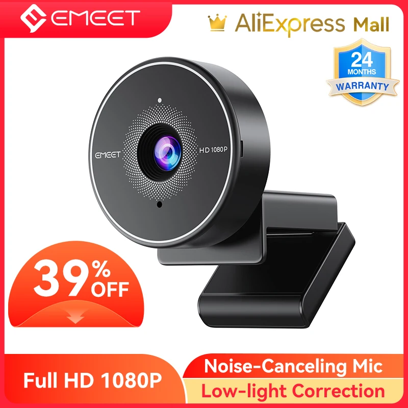 Webcam 1080P HD Web Camera USB EMEET C955 with Microphone & Privacy Cover for Desktop/Meeting/Online Classes/YouTube/Skype