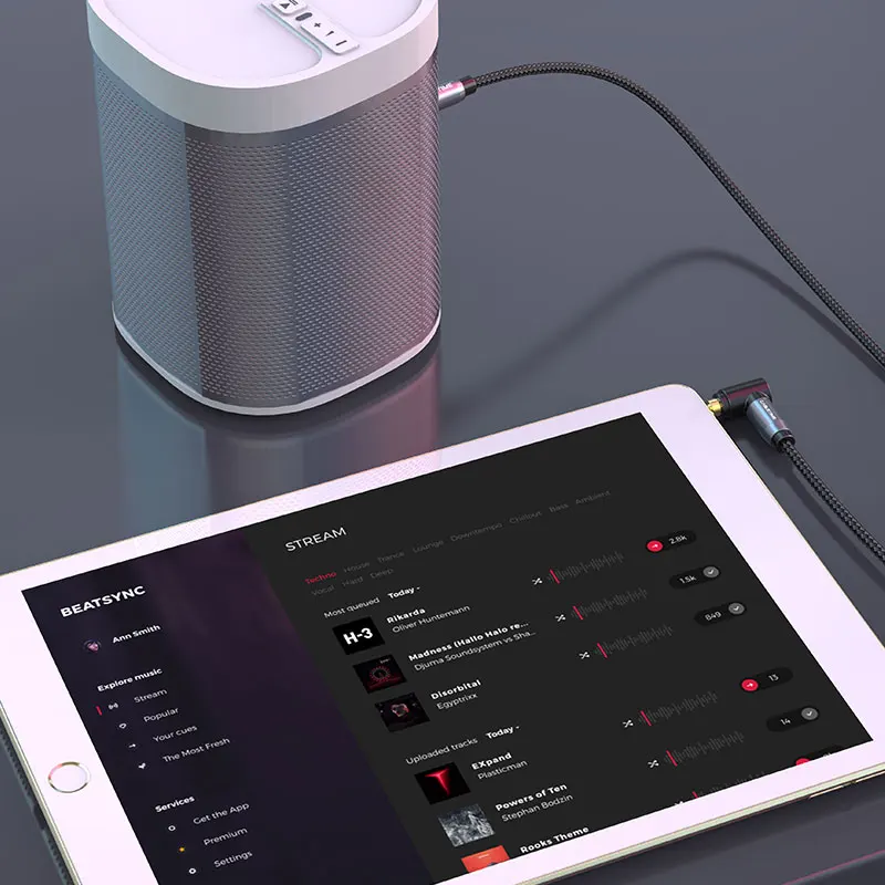 CABLETIME AUX Cable 90 Degrees Speaker-Line Audio Cable 3.5mm Jack Headphone Speaker Cable for Headphones Huawei Xiaomi Beats
