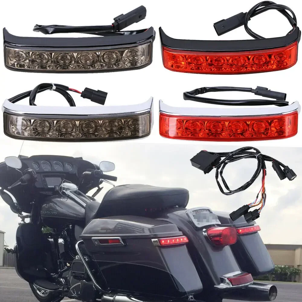 Motorcycle LED Flash Saddlebag Turn Signal Light Tail Running Brake Lamp For Harley Touring Street Road Electra Glide CVO 14-up