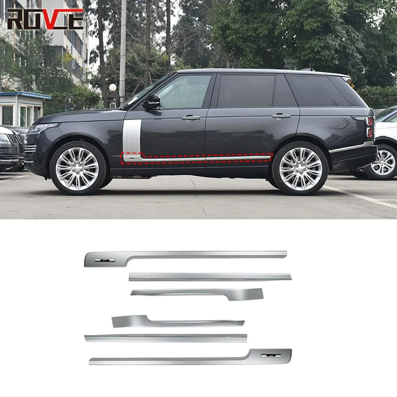 

ROVCE Car Body Kit Front Bumper Trims Door Shark Grills For Land Rover Vogue 2013-2021 Silver Style Accessories