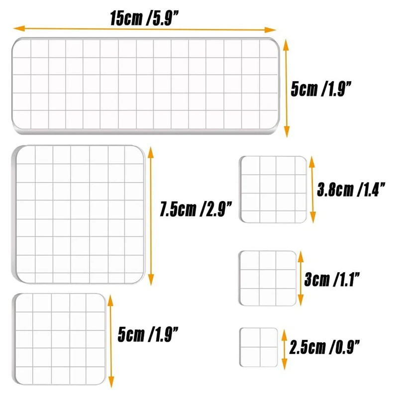 6 Pieces Stamp Blocks Acrylic Clear Stamping Blocks Tools With Grid Lines For Scrapbooking Crafts Making