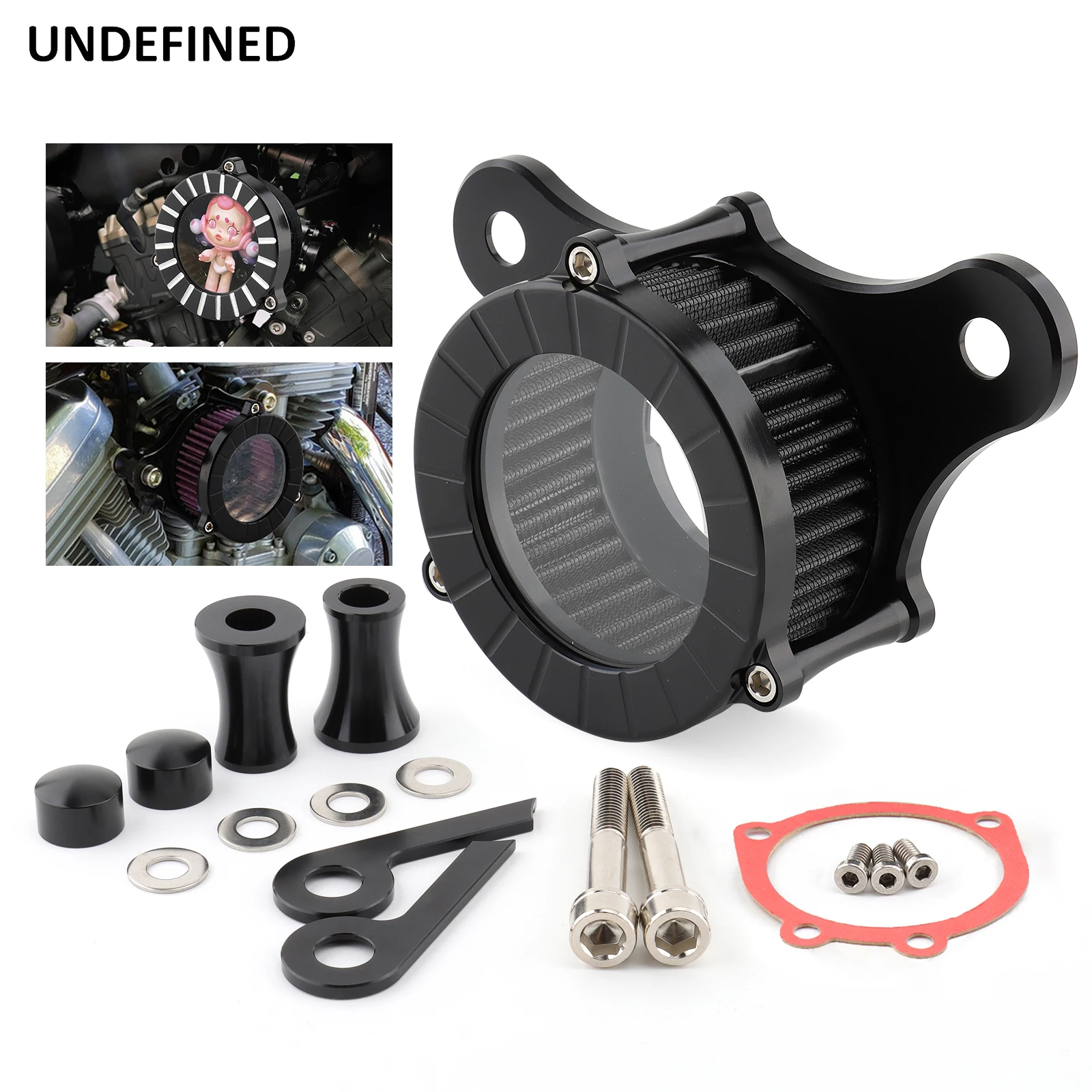 Black Air Cleaner Filter Intake Filter System Kit For Harley Softail Dyna FXR Fat Bob Wide Glide Touring Road Street Glide 93-07