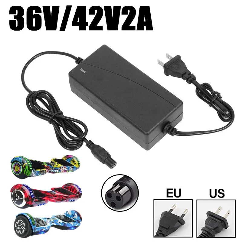 Cargador de batería Universal de 42v2A, batería de litio para Hoverboard, bicicleta eléctrica autoequilibrada, Scooter, accesorios de cargadores de iones de litio