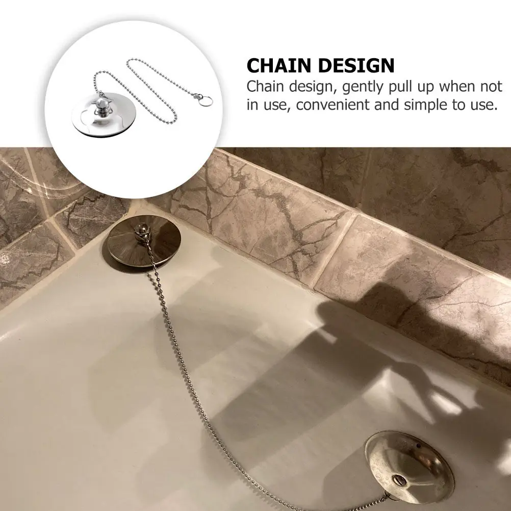 

Заглушка для слива из нержавеющей стали с цепочкой, легко снимаемая, для ванной комнаты, кухни, раковины, ванны, уловитель воды, пробка для слива в ванной