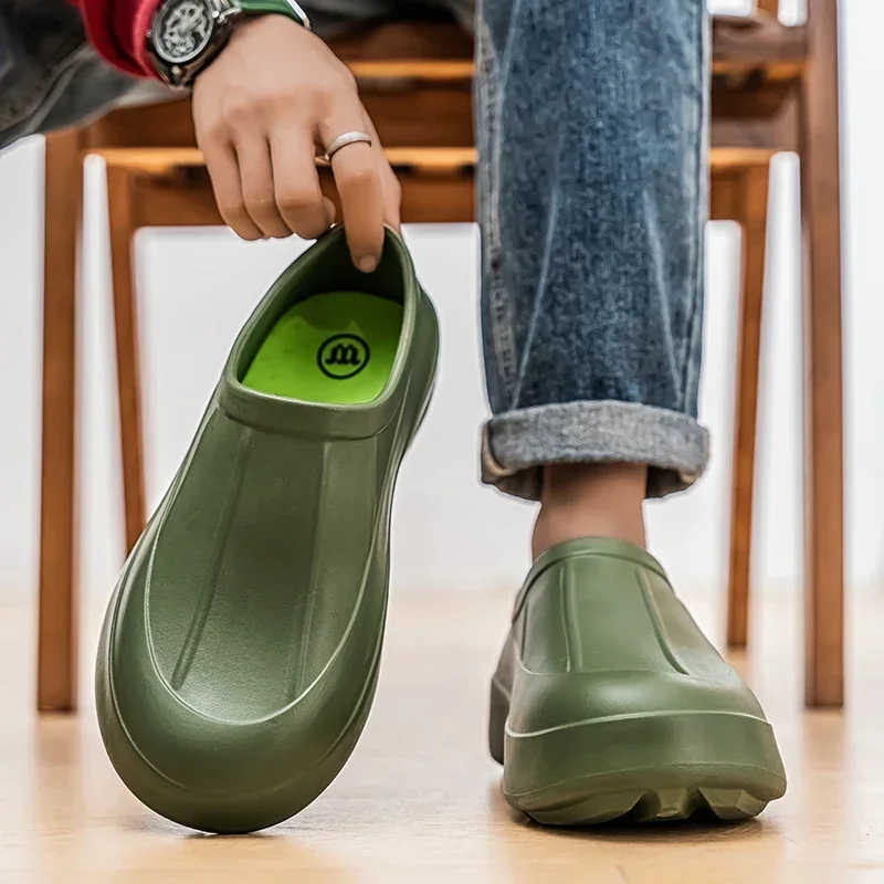 

Men's Chef Shoes Oil Resistant Anti Slip Waterproof Quick Drying Luxury Slippers Thick Soles Comfortable Casual Fishing Sandals