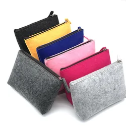 Fashion Solid Color Coin Purses Small Fresh Felt Coin Wallet Lady Girls Earphone Coin Key Money Storage Bag Zipper Pouch