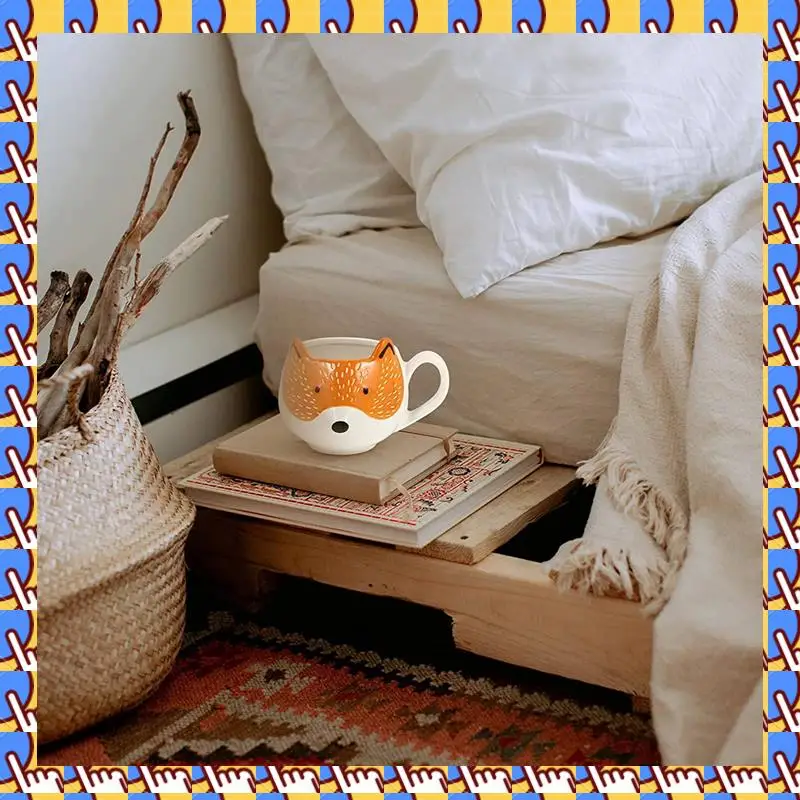 

A79I 2X Coffee Cup Cartoon Fox Shaped Cup Animal Pattern Home Kitchen Office Juice Milk Cup