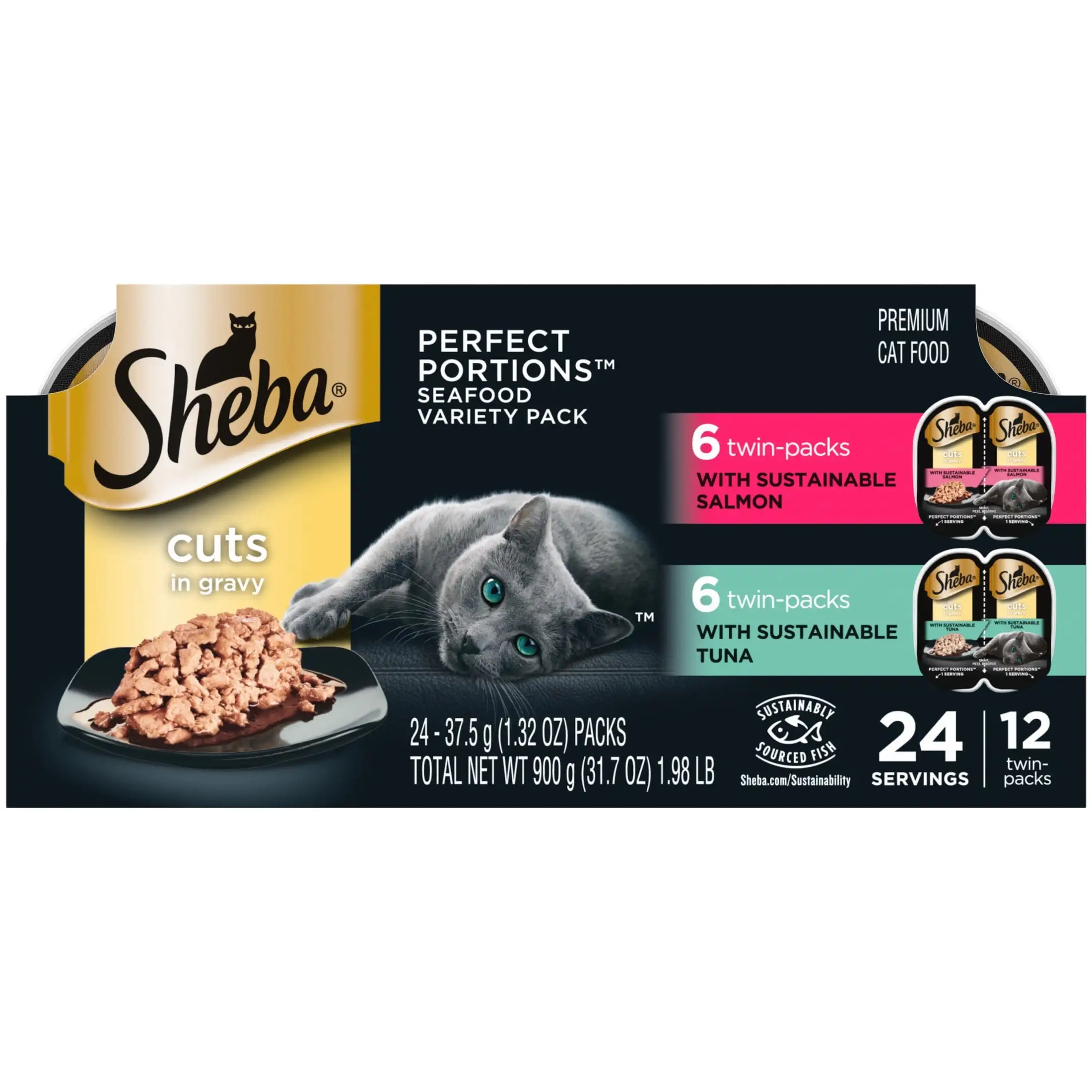 

Sheba Perfect Portions Wet Cat Food Cuts in Gravy Variety Pack, 2.6 oz., 12 Twin-Pack Trays