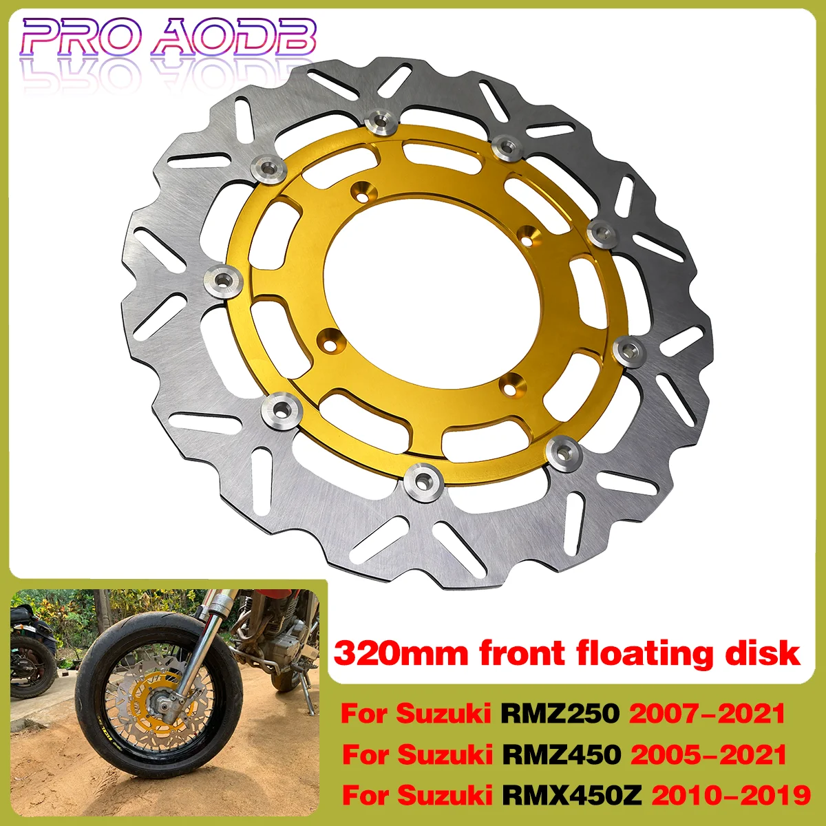 

Motorcycle 320MM Front Floating Brake Disc Rotor Adaptor Bracket For Suzuki RM Z250 Z450 RMZ 250 450 RMX450Z 2005-2021 Dirt Bike