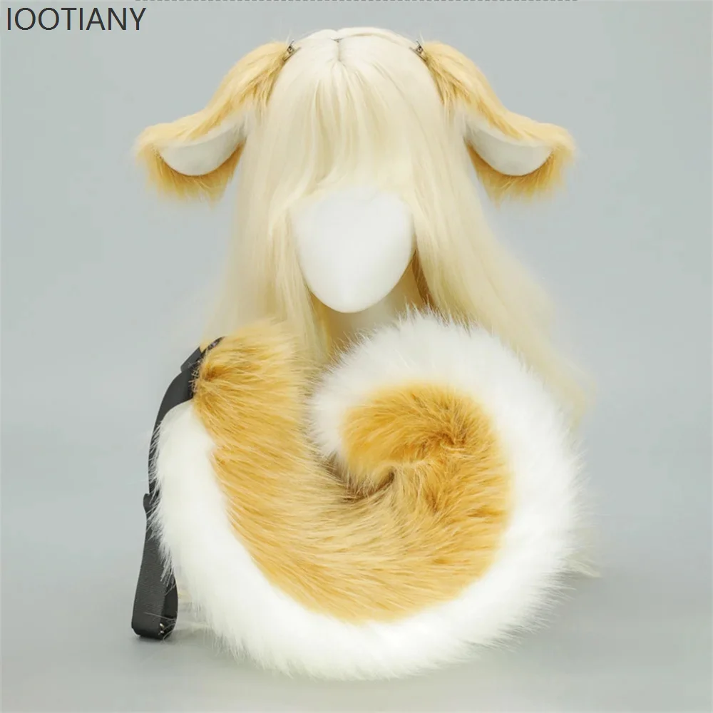 2-Piece Set Plush Lolita Dog Ears Headdress Dog Tail with Adjustable Belt Role Play Accessories Dog Ears Headband Animal 2025 - Image 3