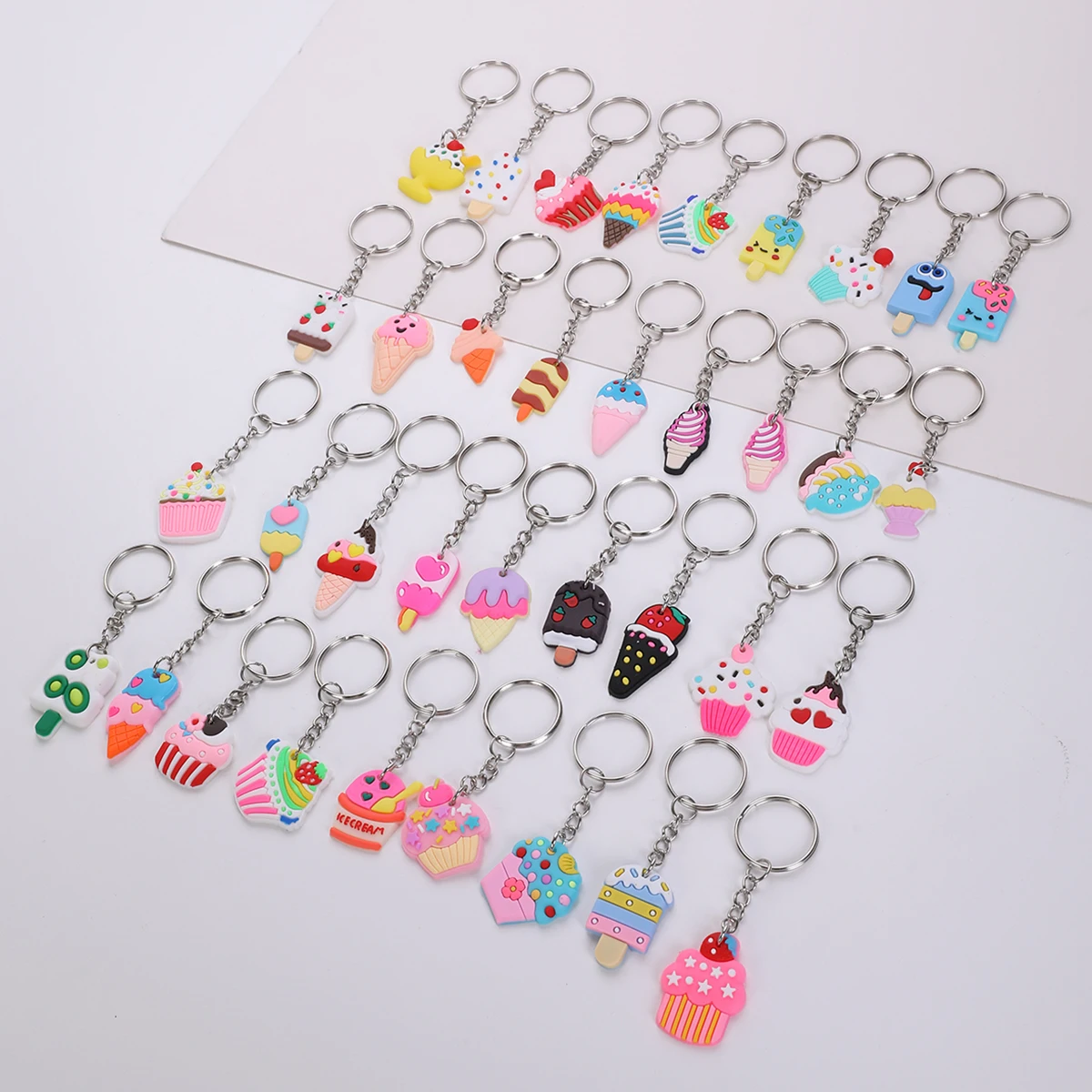 

36pcs Cartoon Ice Cream Keychain, Mini Cute Keyring For Classroom Prizes, Birthday Party Favors, Goodie Bag Stuffers Supplies