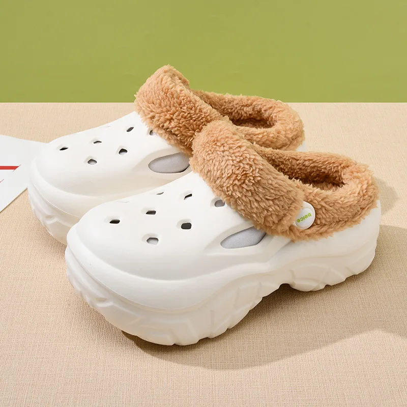 

Женская теплая хлопковая обувь на толстой подошве, на подкладке, уличные противоскользящие, износостойкие, легкие перфорированные хлопковые тапочки