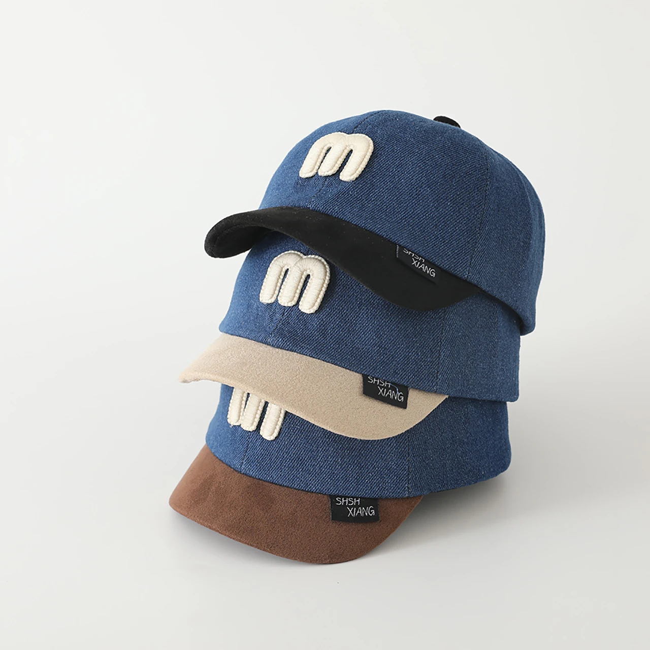 الأزرق الدنيم قبعة بيسبول للأطفال ظلة أقنعة M-رسالة الاطفال بلغت ذروتها قبعات موضة المرقعة الطفل بطة اللسان قبعة 1-3Year