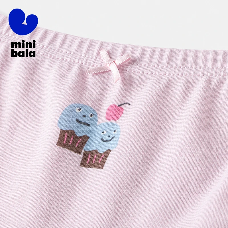 Mini Bala Underwear Girls Baby Children Underwear Soft Comfortable Breathable Elastic Boxer Briefs 3-Pack