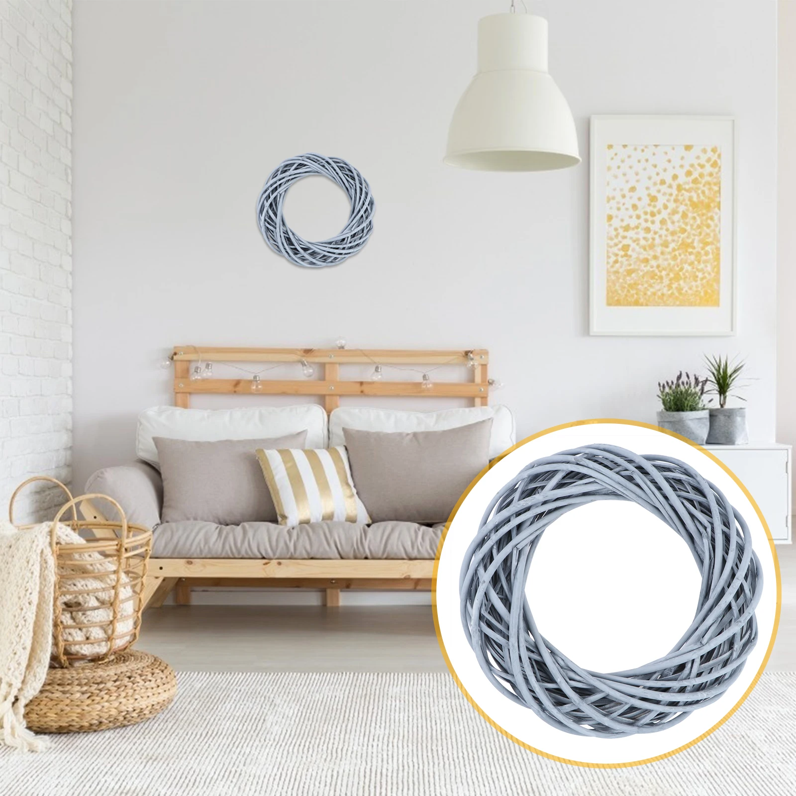 

Willow Wreath 30cm Natural Rattan Garland for Christmas Home Decor Photo Frames DIY Crafts Holiday Party Accessories