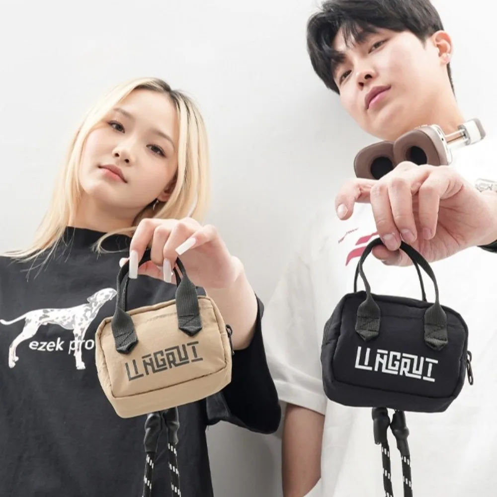 작은 수납 가방 나일론 미니 크로스백 방수 한국 스타일 목걸이 가방 카드 홀더 지퍼 파우치 남성 미니 지갑