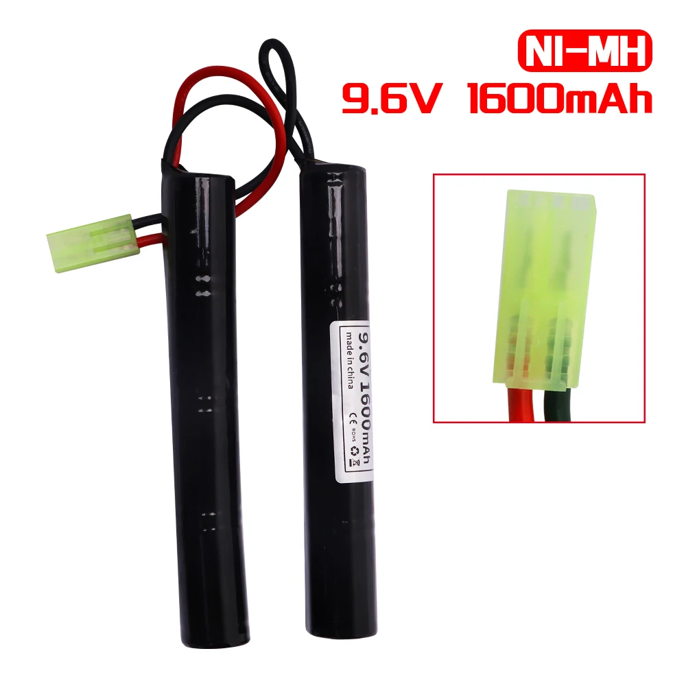 แบตเตอรี่ Ni-Mh 2/3A 9.6V 1600mAh แบบ Butterfly สำหรับปืนอัดลม พร้อมหัวต่อ Mini Tamiya สำหรับปืน M110, SR25, M249, M240B, MP5, M14, G36C