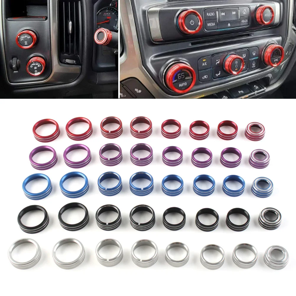 8PCS Car Center Console Air Conditioner Switch Button Knob Trim For Chevrolet Silverado For GMC Sierra 2014 2015 2016 2017 2018