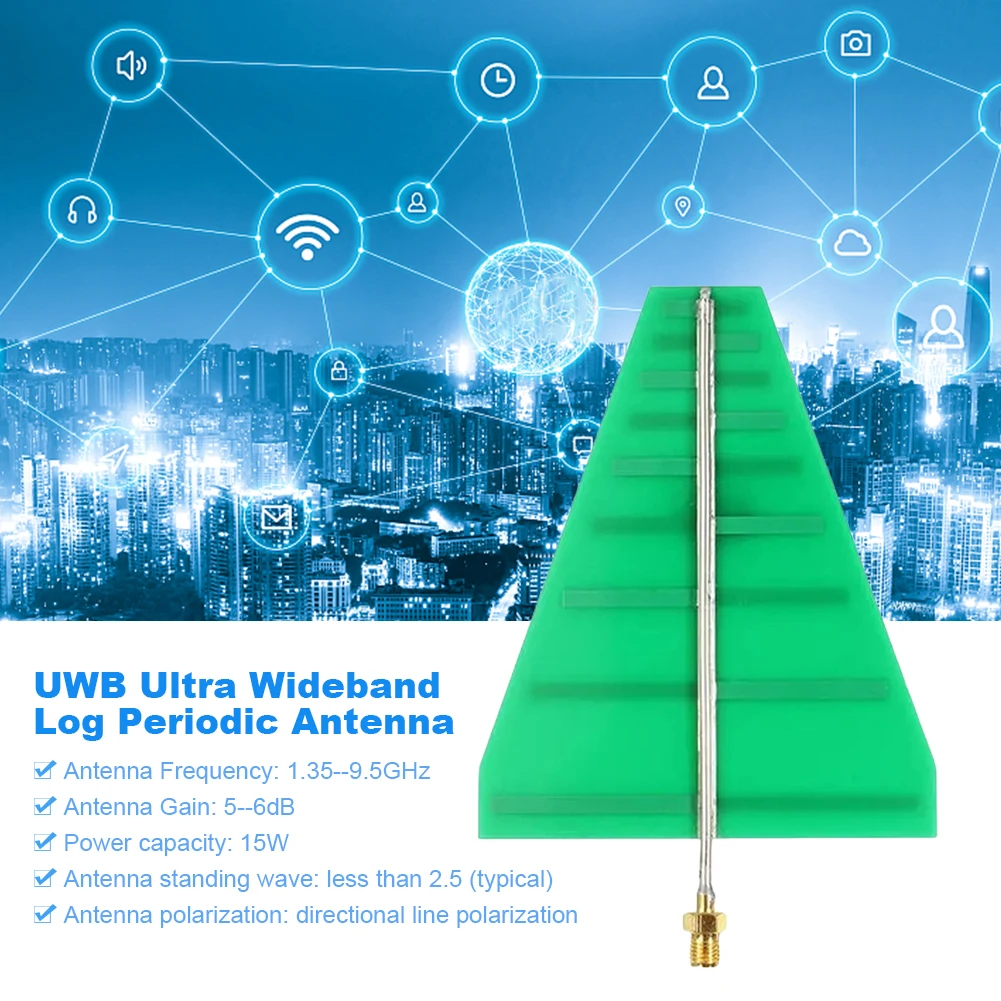 UWB Ultra Broadband Antenna 1.35GHz-9.5GHz Log-Periodic Directional UWB Antenna 15W Versatile Applications