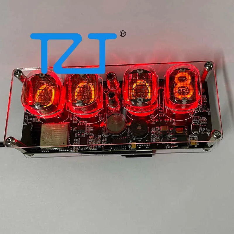 تZT EI427 |   QS27 4 بت توهج أنبوب ساعة المكونات في نوع Nixie قاعدة ساعة أنبوبية مع مكبر صوت صغير ووظيفة WiFi