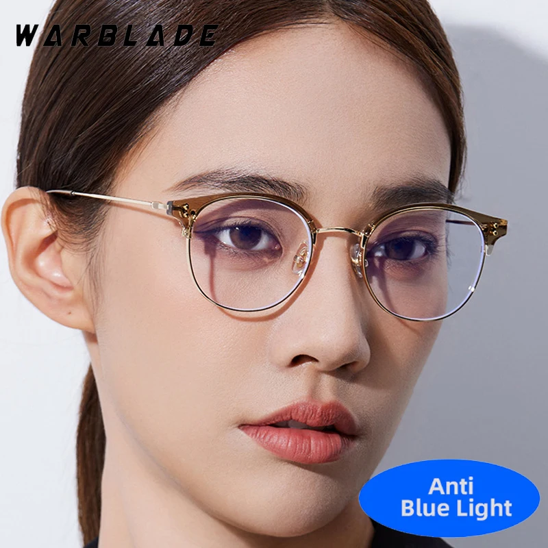 

Trend Retro Brand Oval TR90 Anti-Blue Light Women Glasses Men Rivet Decorate Computer Work Optical Eye Protection Eyewear Lentes
