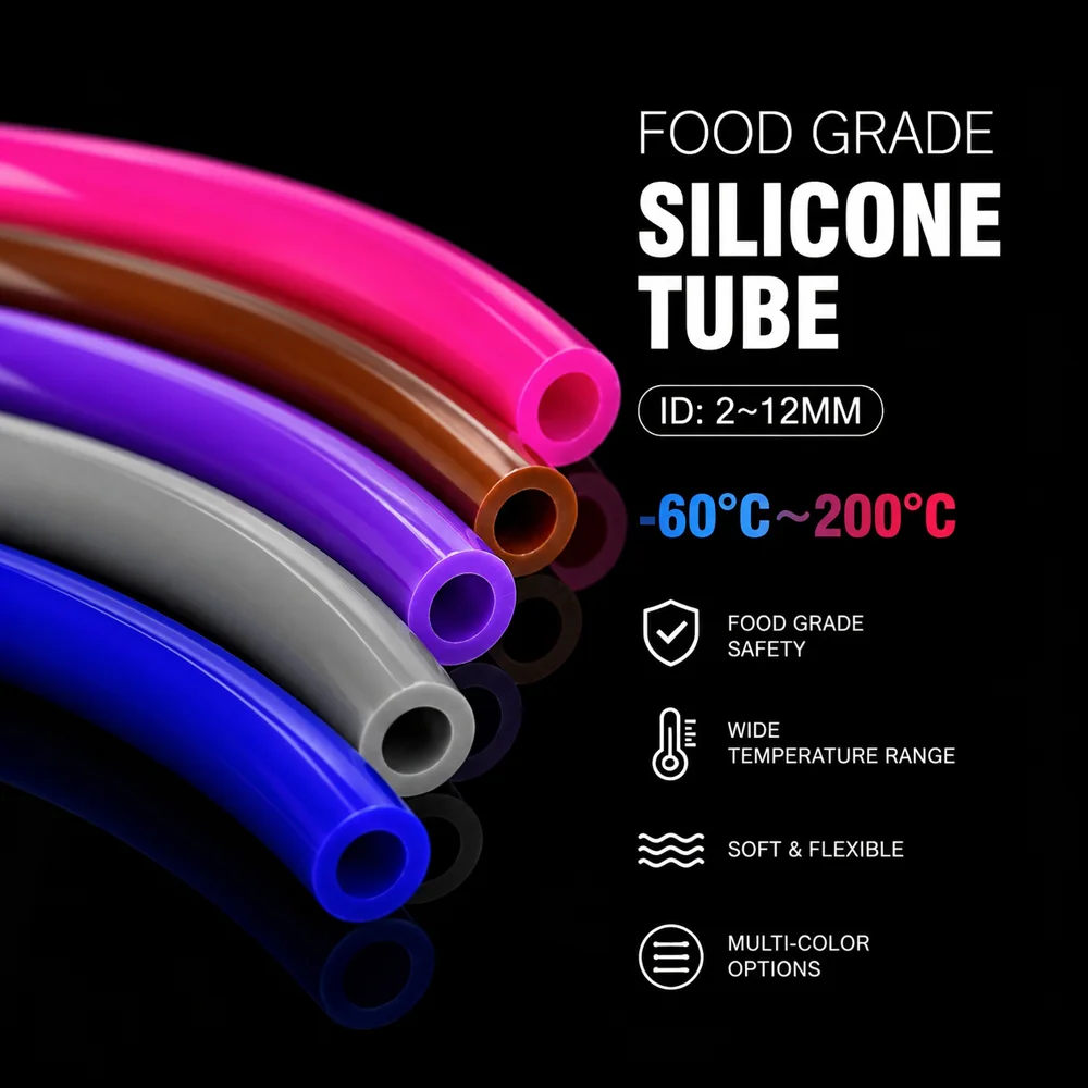 

2/5M Food grade colored silicone tubing ID:2~12MM soft&waterproof Anti aging flame retardant anti-aging high elastic hose