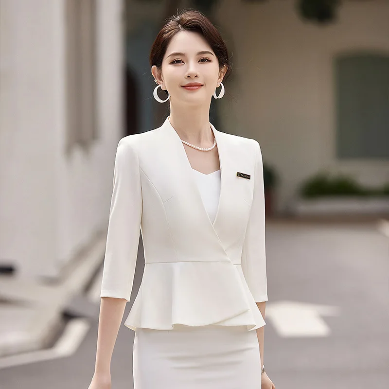 Spring and Summer 3/4 Sleeve Formal Wear Female Suit Single Layer & Thin Suit Fashion Beauty Salon Professional Work Clothes