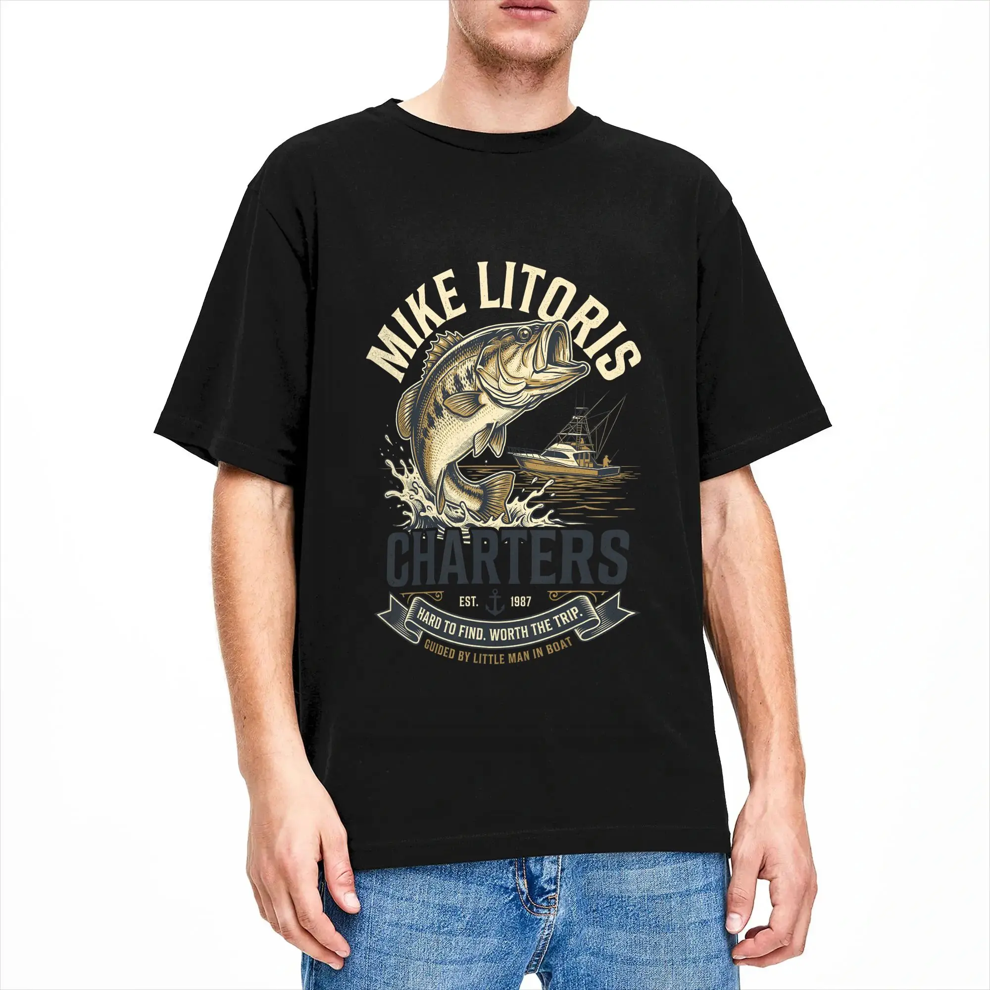 Mike Litoris Charters Funny Retro Fishing T Shirt  Trending T Shirts Short Sleeve Y2K Funny Tshirt Summer Cotton Plus Size Tees