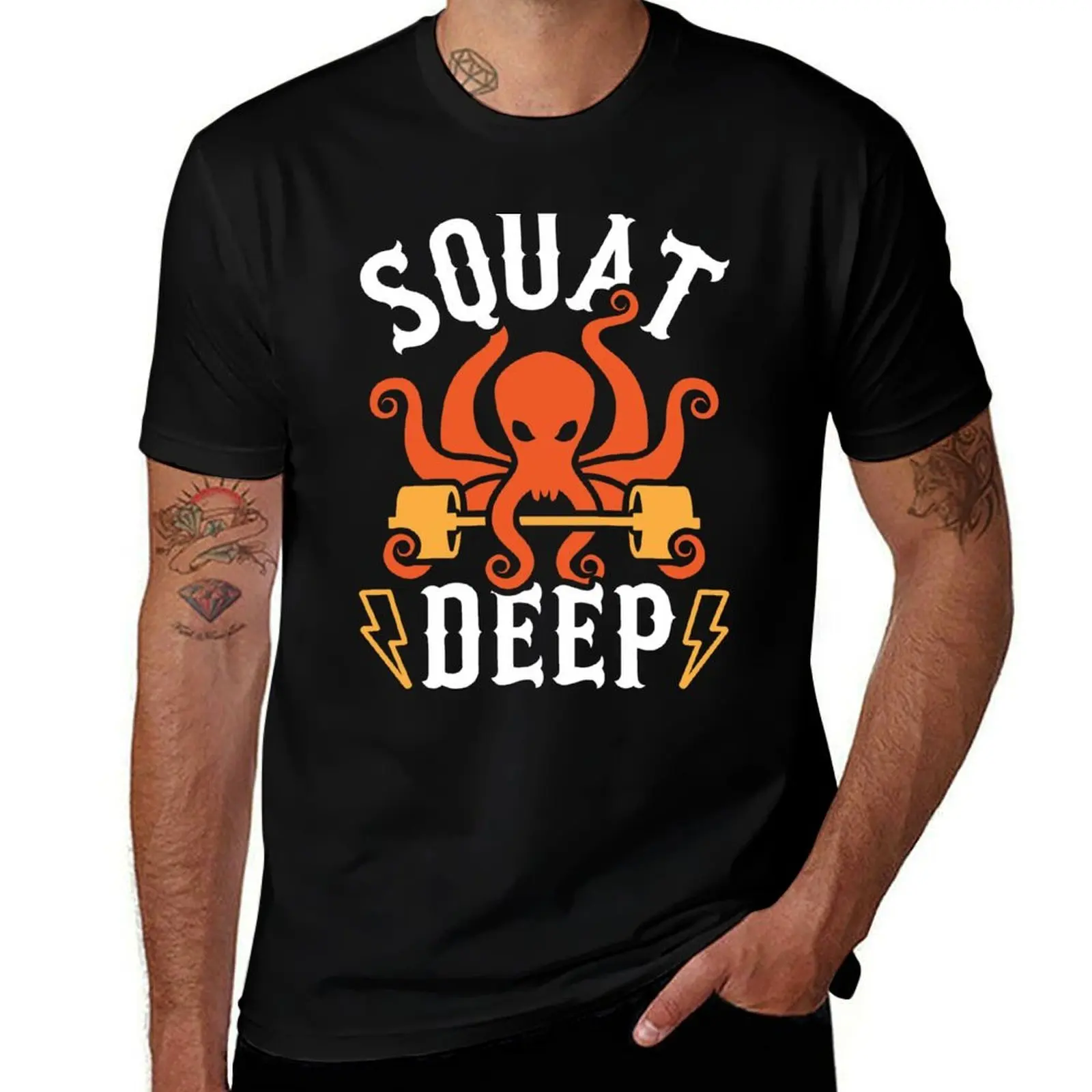 

Футболка Squat Deep Kraken, мужская футболка, мужская хлопковая мужская футболка, роскошная футболка
