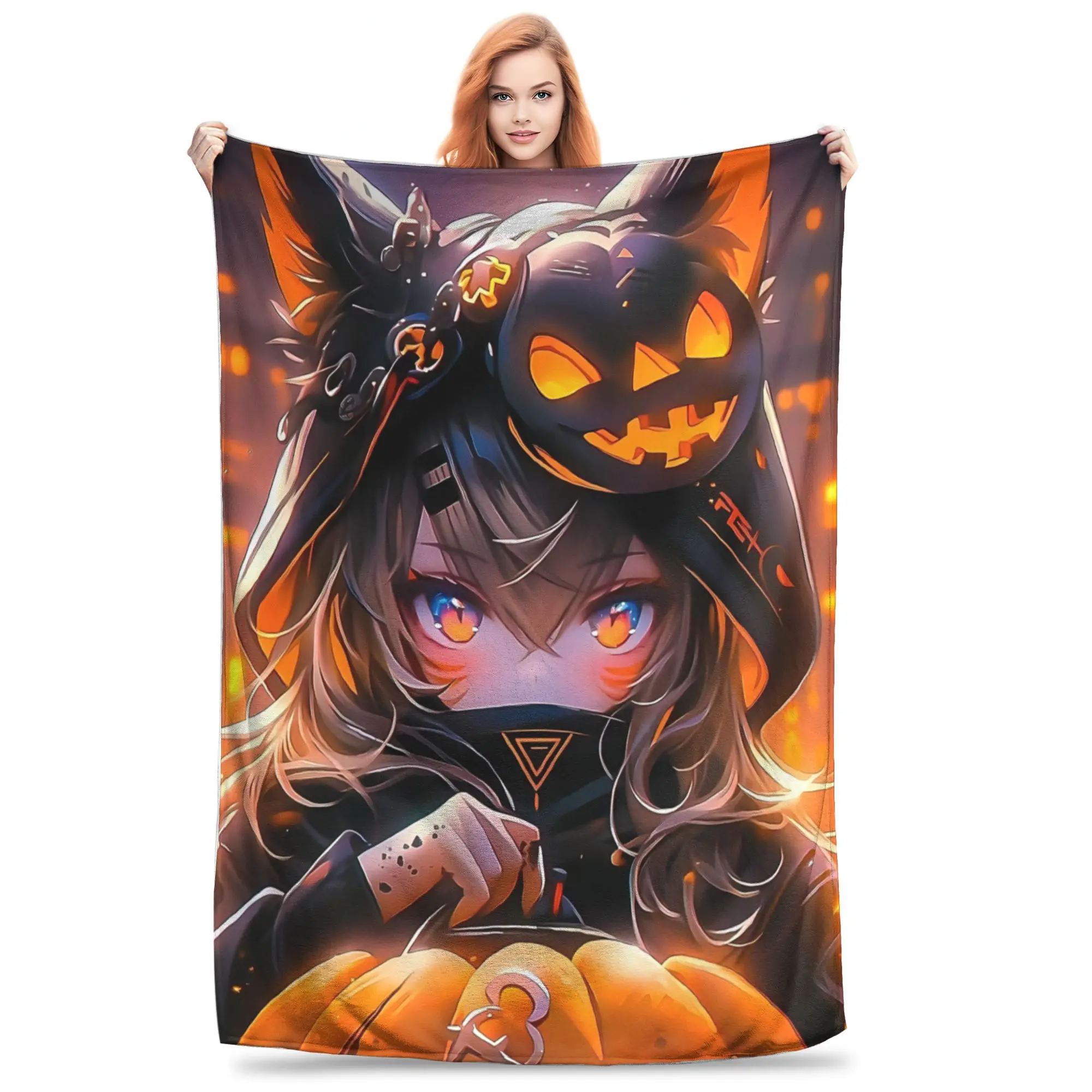 1PC Home Ghost Staircase Blanket Throw Blanket  Novelty Warm Blanket All Season Gift for Happy Halloween Give Thanks