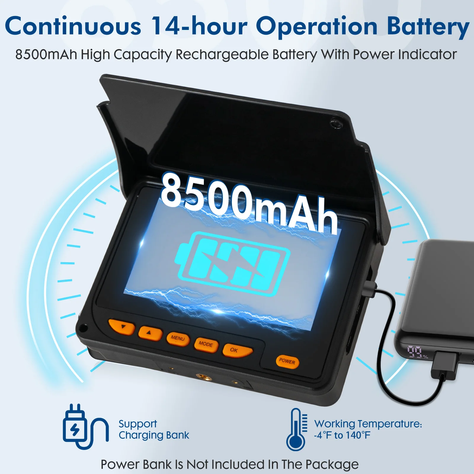 كاميرا فحص أنابيب الصرف الصحي DVR 16GB تسجيل الفيديو، SYANSPAN استنزاف المنظار الصناعي مقاوم للماء بطارية 8500MHA 20/30/50M