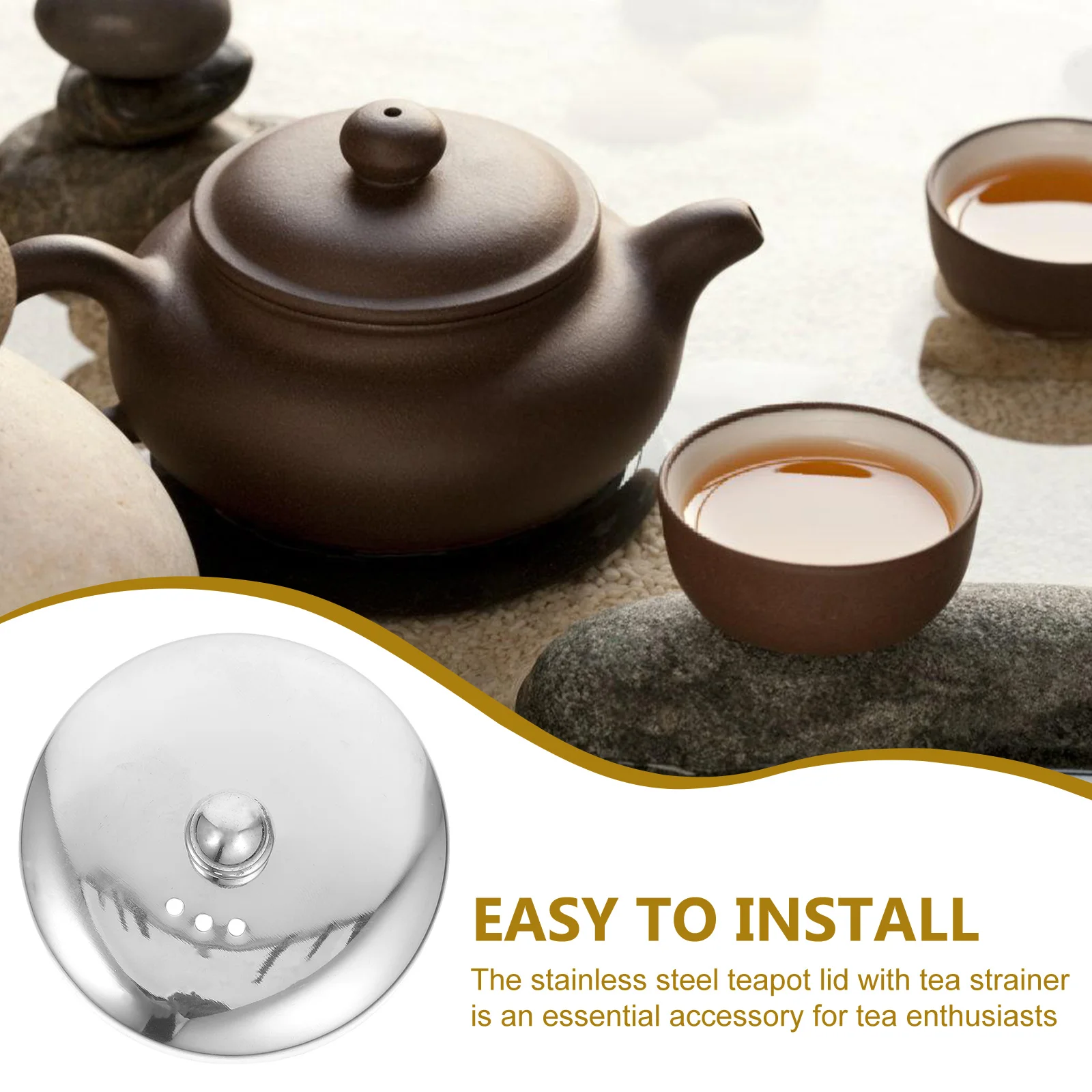 Tampa de bule de aço inoxidável, substituição de 8.1 cm para chaleira, copo, panelas, infusor de chá, reutilizável, 1 peça