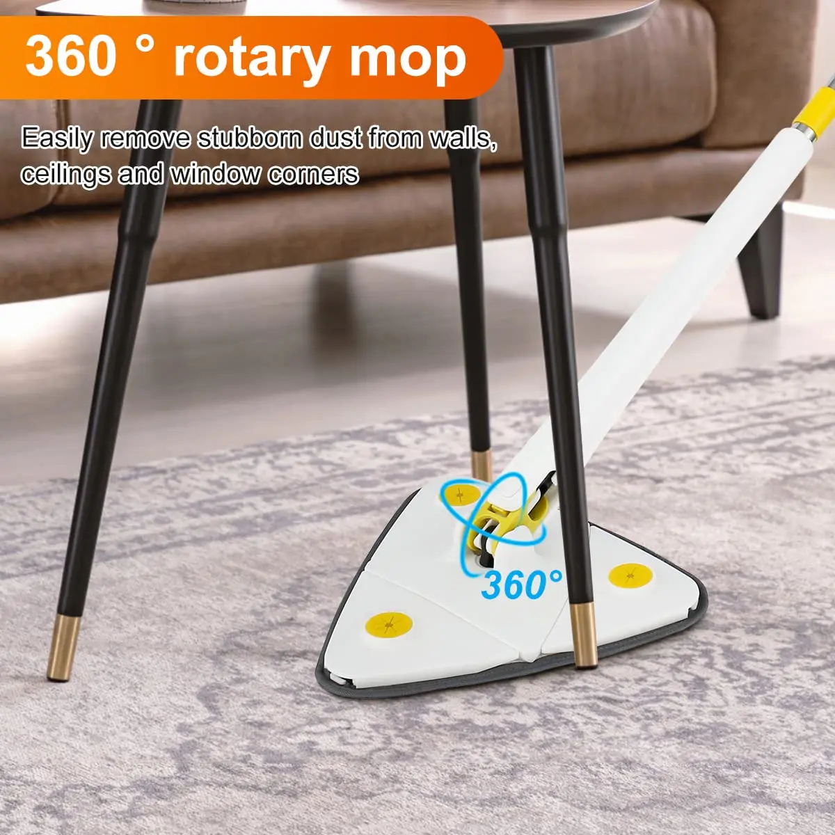 UNTIOR Telescopic Mop 360° Rotatable Spin Cleaning Mop Squeeze Wet and Dry Use Water Absorption Home Floor Tools