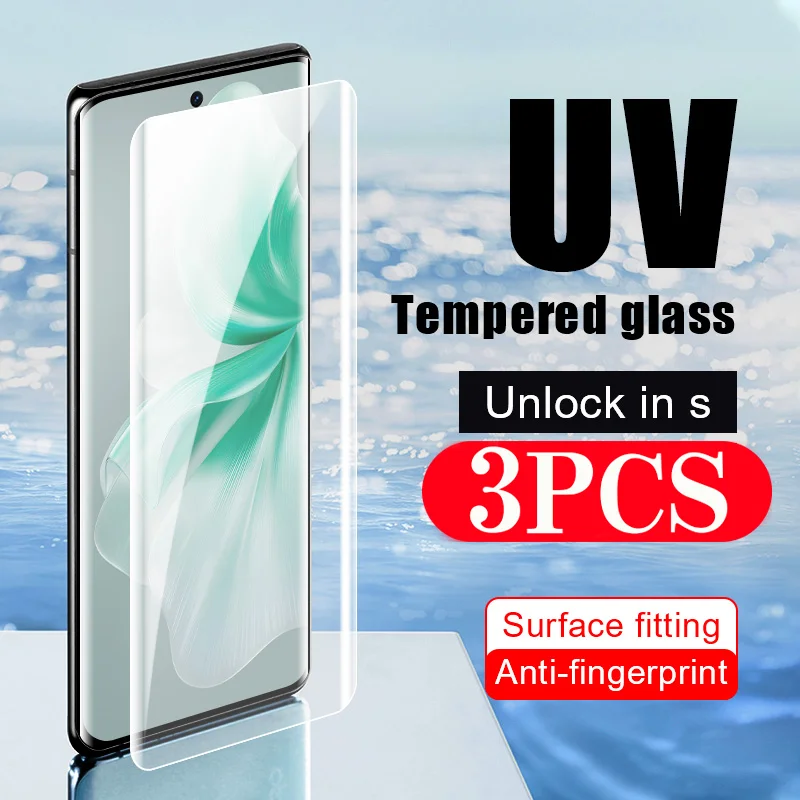 3Pcs Full Cover Screen Protector Film for vivo X100 Ultra X90 X80 X70 X60 Pro UV Tempered Glass S19 S18 S17 Pro Glass smartphone