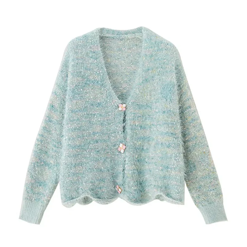 Elegante Mohair Trui Jas Vrouwen Vesten Herfst 2024 Nieuwe Koreaanse Losse Korte Gebreide Vest Outfits Trui Zoete Gebreide Tops