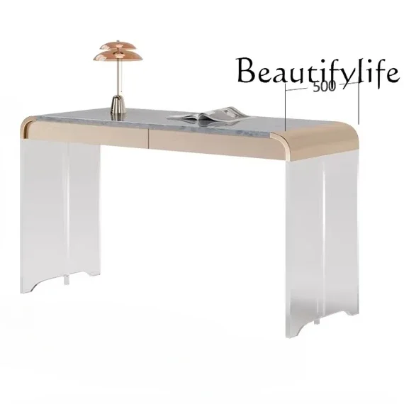 

1, легкий роскошный каменный стол, стол из натурального мрамора, домашний дизайнерский акриловый подвесной письменный стол