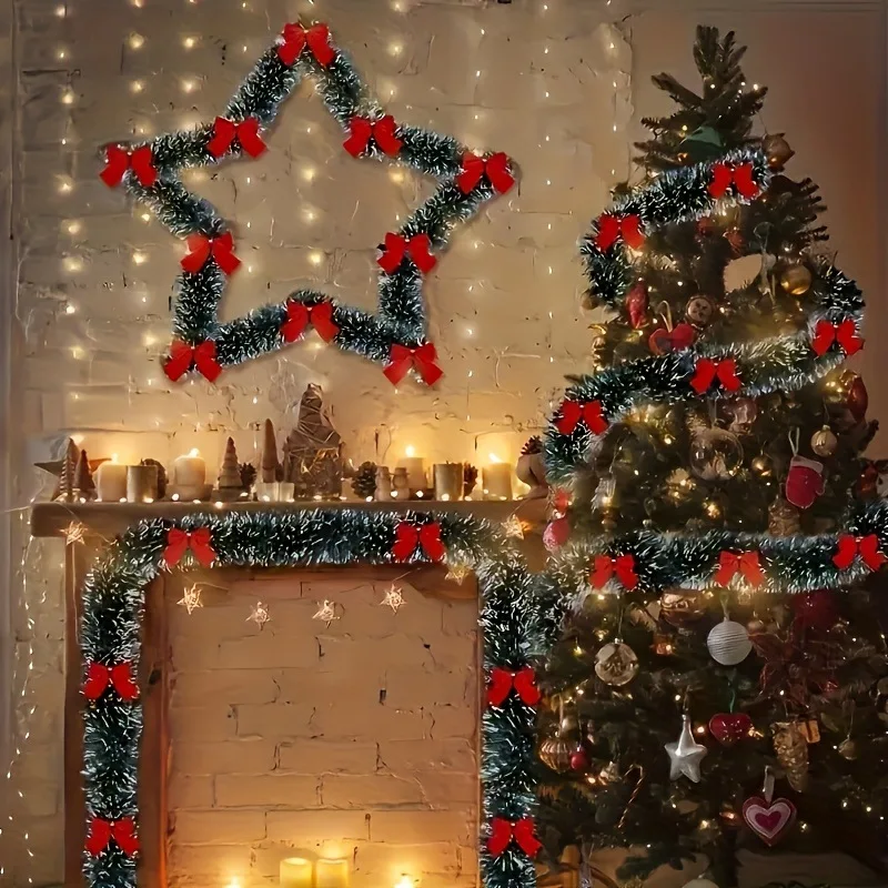 Weihnachtsband-Girlande DIY Künstliche Weihnachts-Lametta-Girlande Weihnachtsdekoration für Kamin und Heimparty ﻿ ﻿ ﻿ ﻿ ﻿ – Detail 3