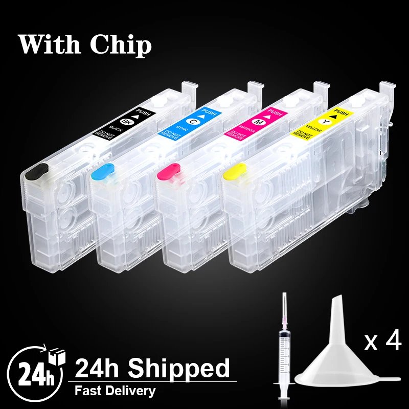 Cartucho de tinta recarregável com chip para Epson, T812XL, WF-3820, WF-3825, WF-4830, WF-4835, WF-7840, WF-7820, EC-C7000, Impressora, T812XL