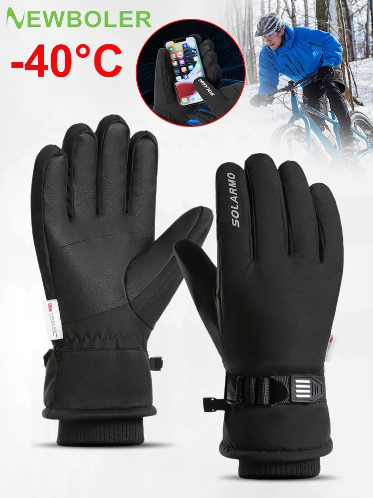 AliExpress NEWBOLER Keep Warm Bicycle Gloves Full Finger Men Winter Autumn Windproof Cycling Glove Touch Screen MTB Road Bike Gloves