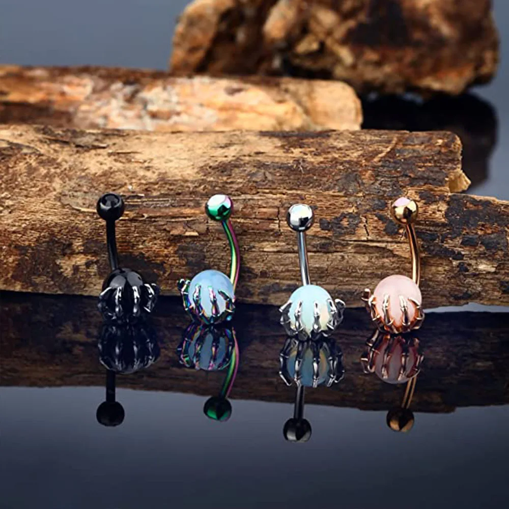 3-9pcs/lot Butterfly Heart Dangled Belly Button Ring Set Steel Crystal CZs Skeleton Hand Holding Stone Ball Belly Rings GiftPack