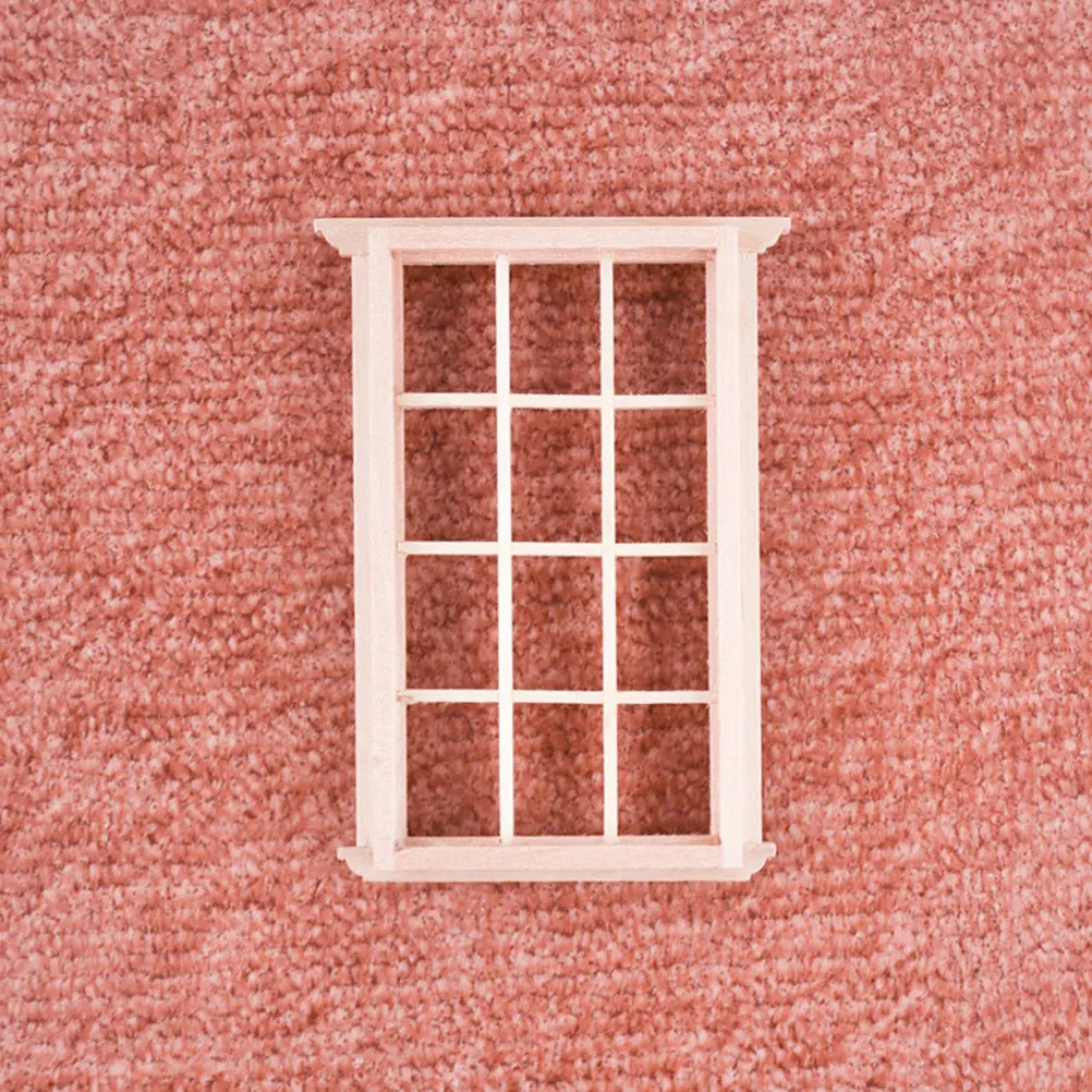 

4Pcs Miniature Wooden Window Frames Unpainted Handcrafted Home Decoration Miniature Furniture Pretend Play Educational