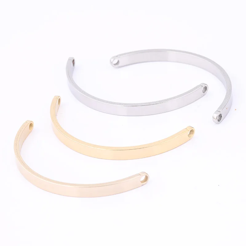 10pcs Stainless Steel Gold Plated Bracelet Accessories Diy Bangle Side Bars For Jewelry Making Supplies