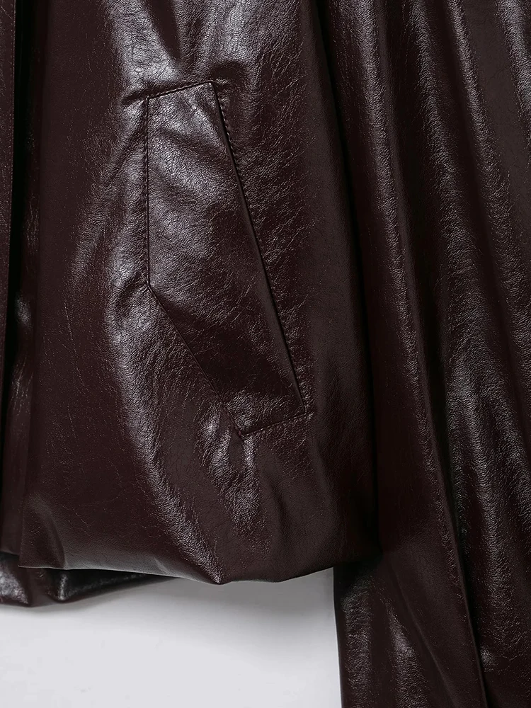 Giacca da pilota casual nuova da donna, versione ampia, nuova giacca da pilota in pelle a maniche lunghe con scollo tondo