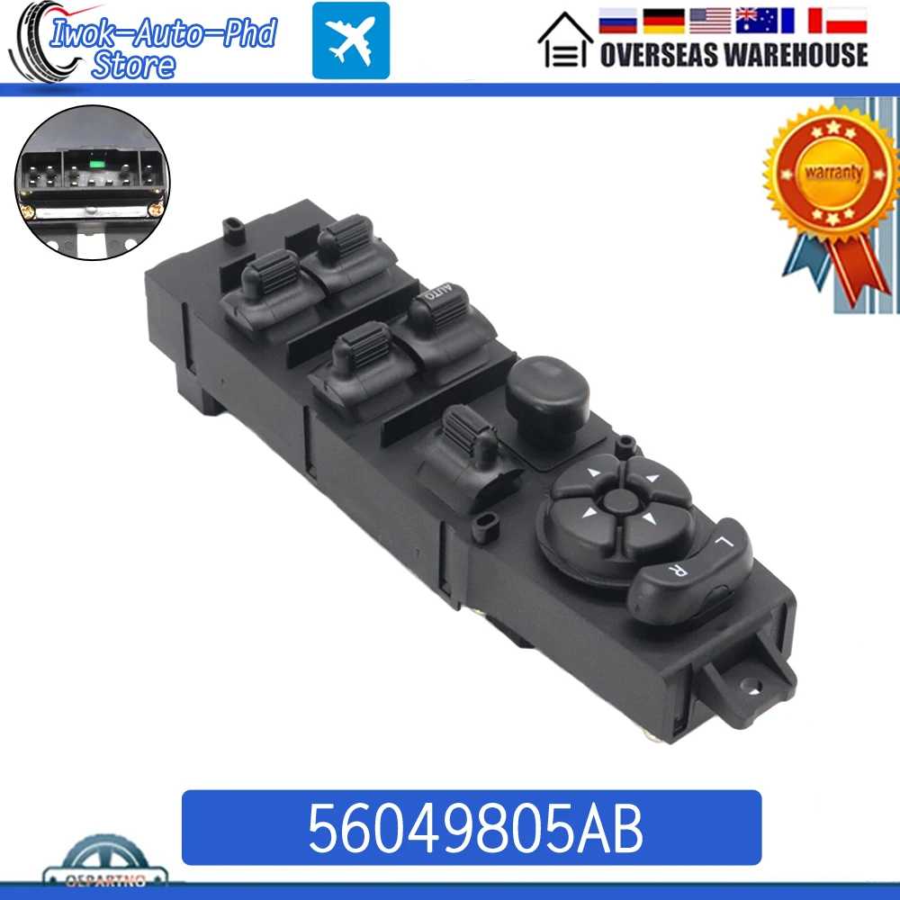 

56049805AB Front Left Electric Master Power Window Control Switch For Dodge Ram 1500 2500 3500 Dakota Durango 2002-10